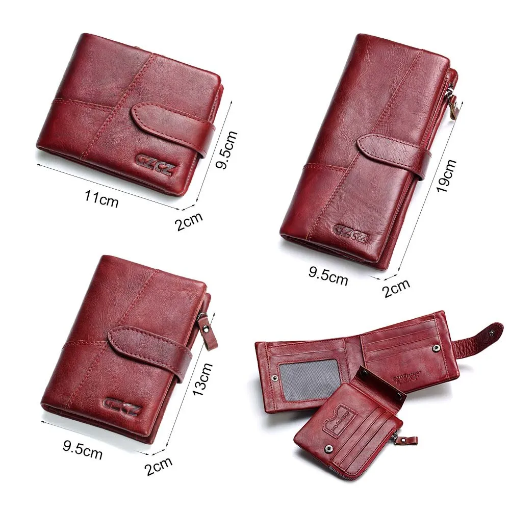 GZCZ 2019 Genuine Leather Women Wallet Purse Female Luxury Cow Leather Business Women's Handbag Genuine Leather Pouch