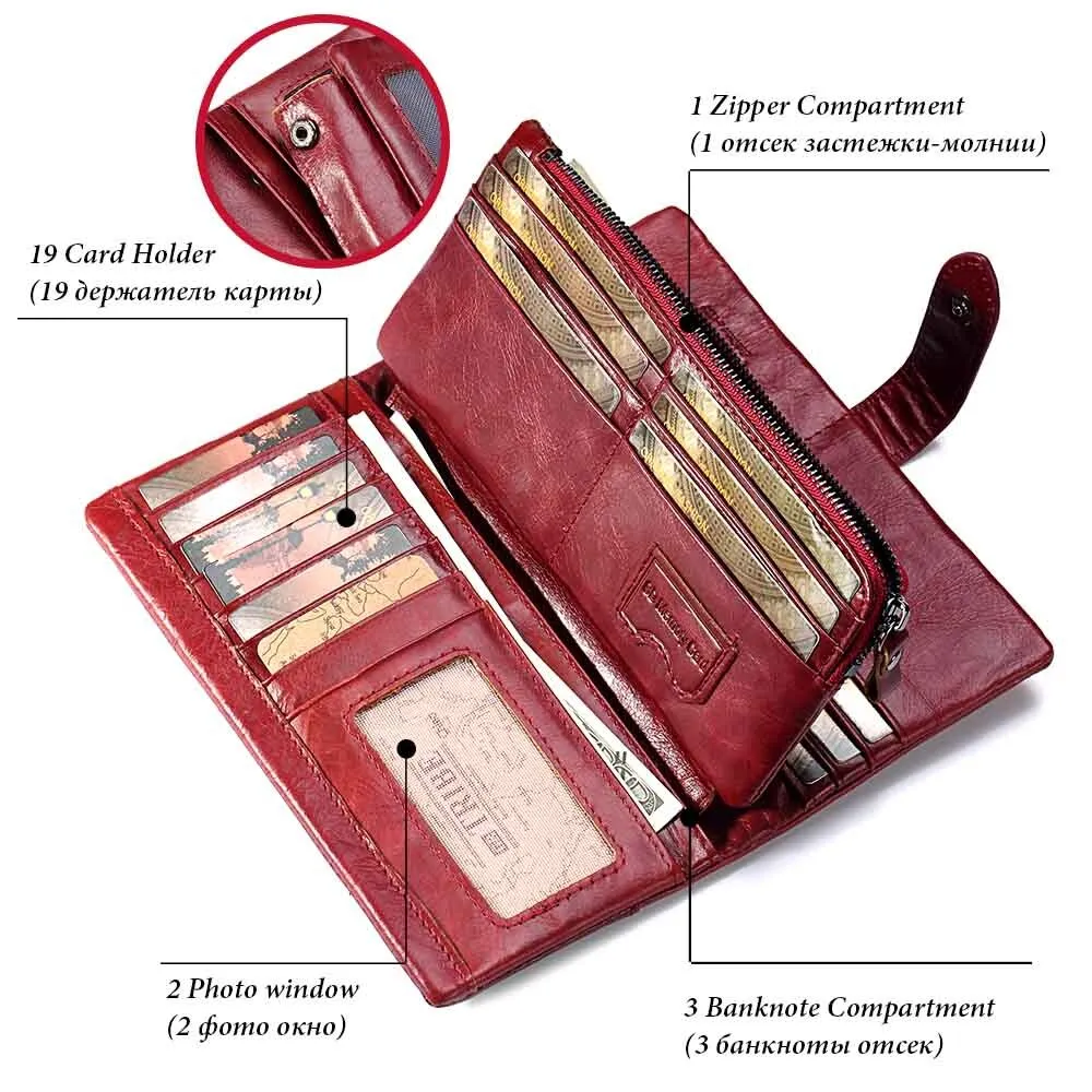 GZCZ 2019 Genuine Leather Women Wallet Purse Female Luxury Cow Leather Business Women's Handbag Genuine Leather Pouch