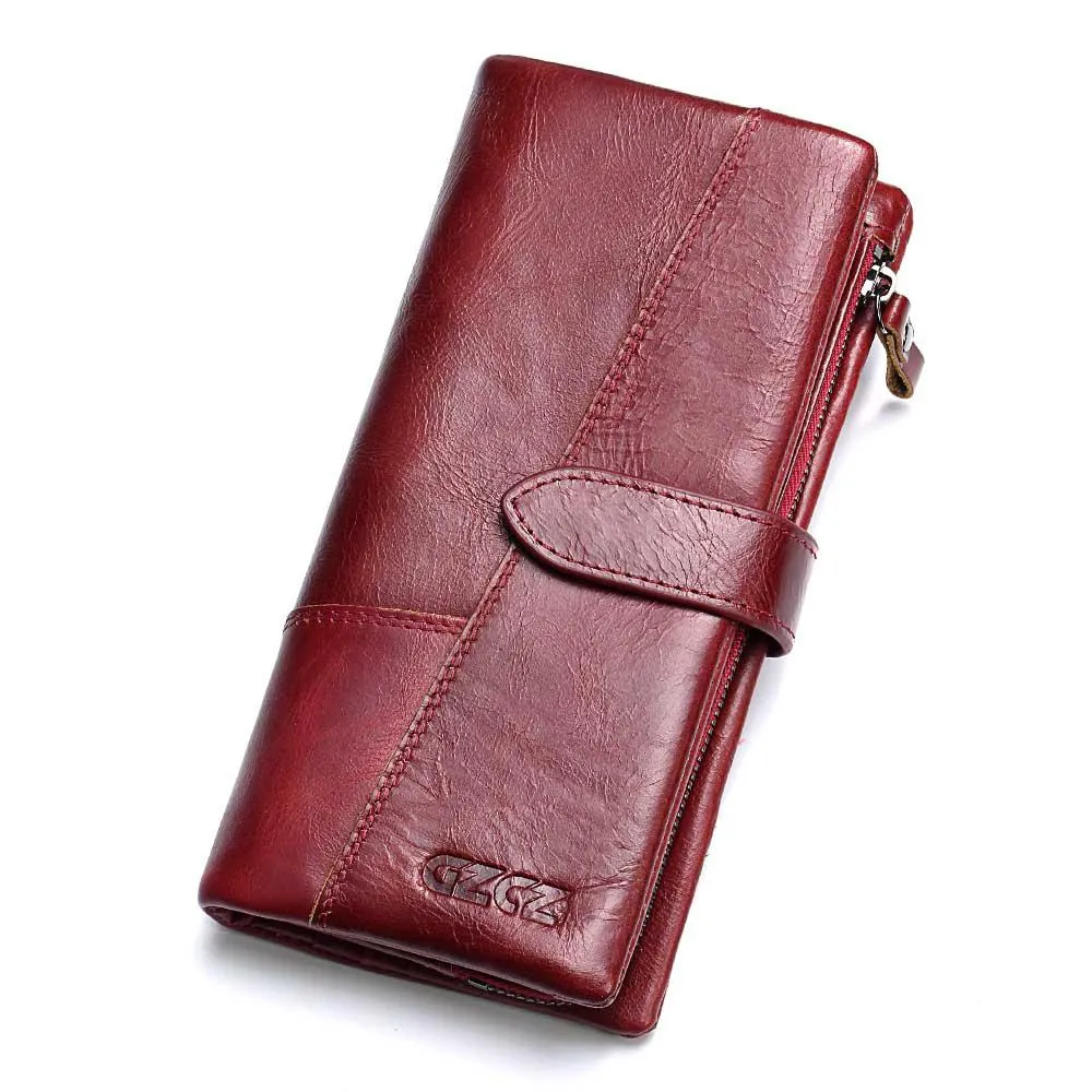 GZCZ 2019 Genuine Leather Women Wallet Purse Female Luxury Cow Leather Business Women's Handbag Genuine Leather Pouch