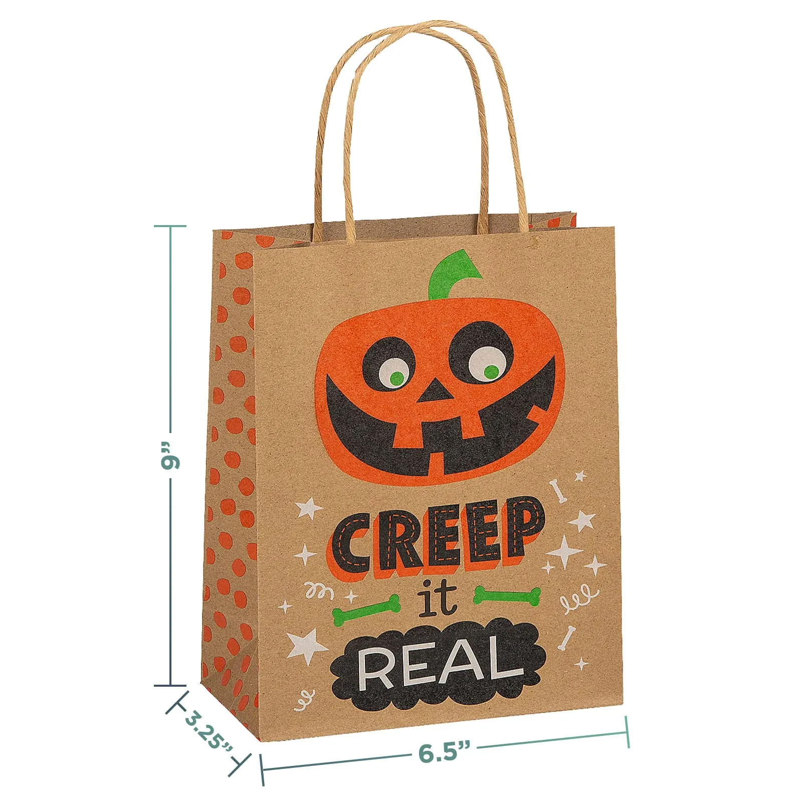 Halloween Paper Bags For Party Favors and Trick-Or-Treating, Medium Size 6 1/2" x 3 1/4" x 9" (12 Pack)