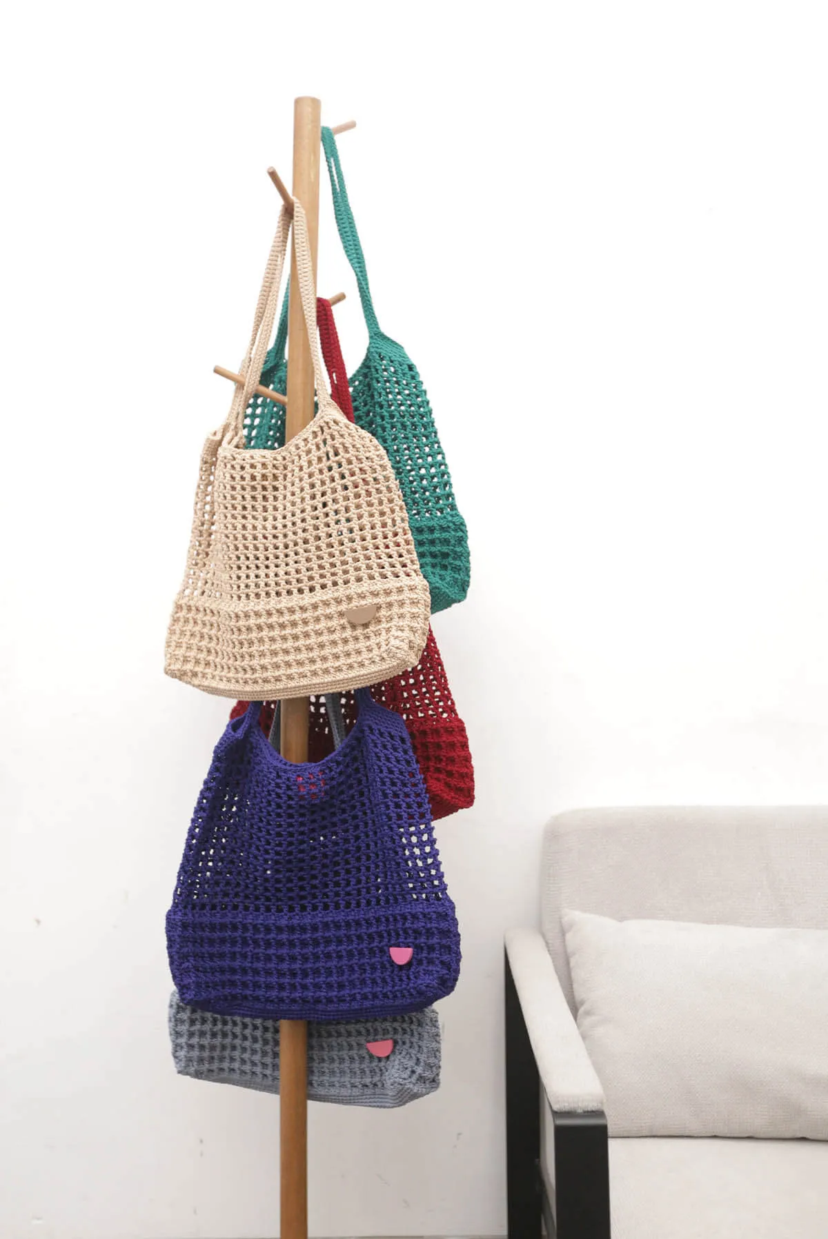 Halv Crochet Wine Red Bag