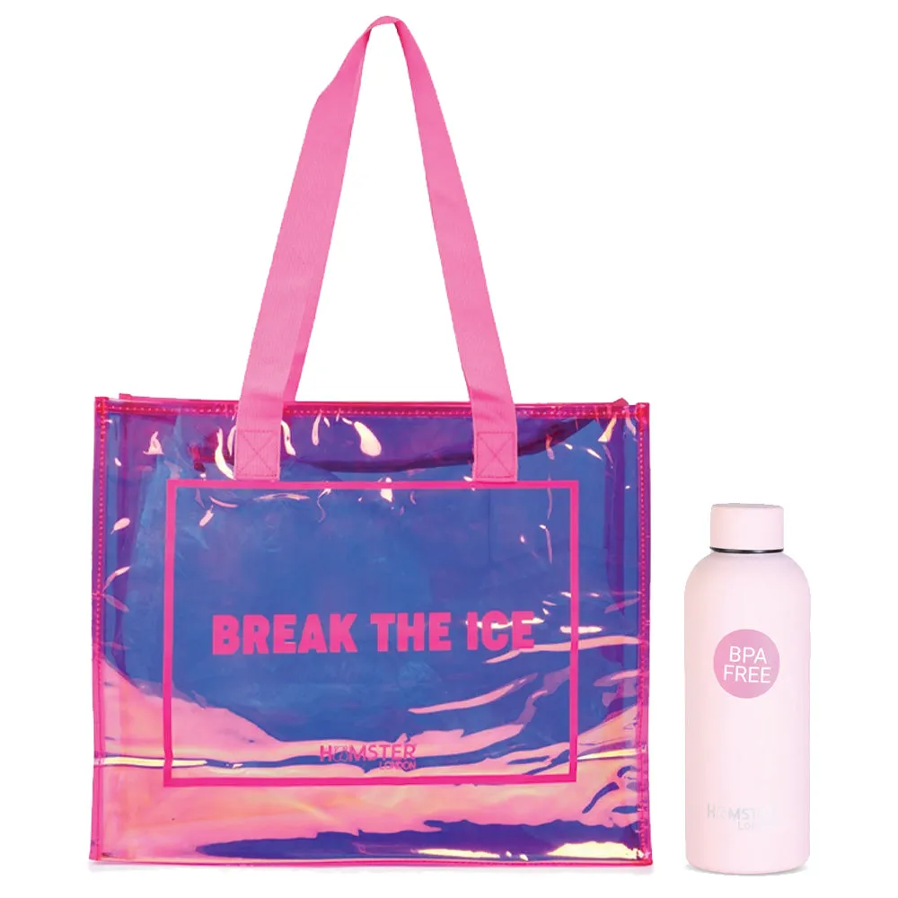 Hamster London Gift Hamper Tote Bag Pink With Bottle