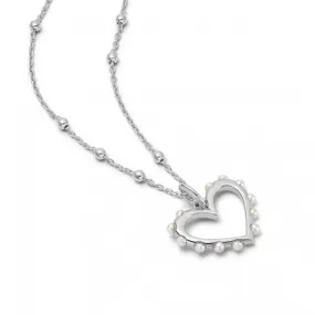 Heart Pearl Silver Necklace HTN01_SLV