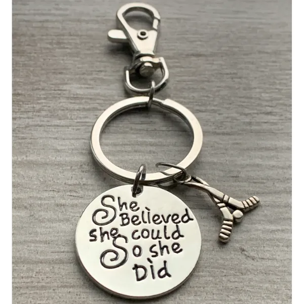 Ice Hockey Keychain - She Believed She Could So She Did Zipper Pull