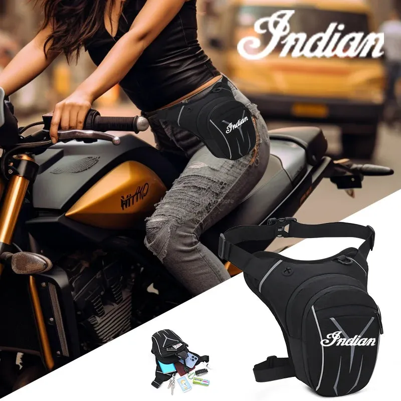 Indian Waterproof Drop Waist Leg Bag Motorcycle Bag Rainproof Reflective Earphone Hole Thigh Belt Tactical Travel Pack