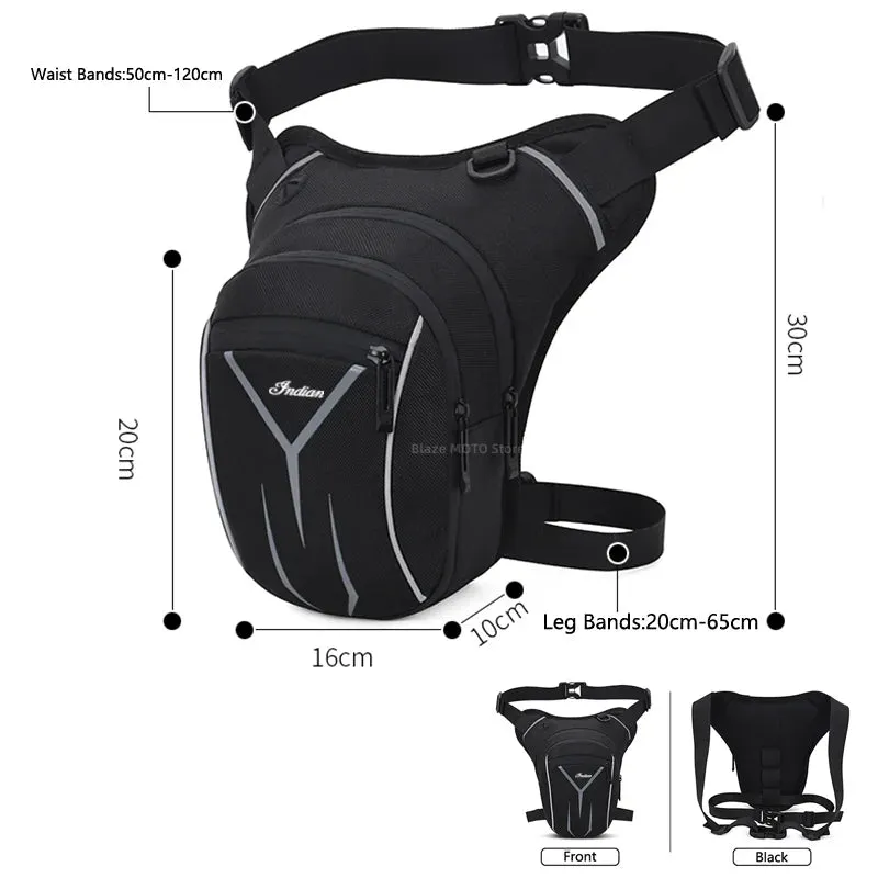 Indian Waterproof Drop Waist Leg Bag Motorcycle Bag Rainproof Reflective Earphone Hole Thigh Belt Tactical Travel Pack