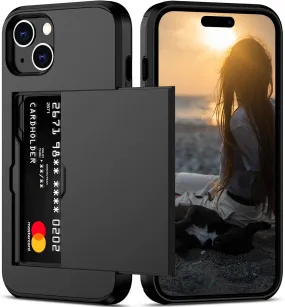 iPhone 15 Case Holder Protective Shockproof Hidden Card Slim Wallet Cover