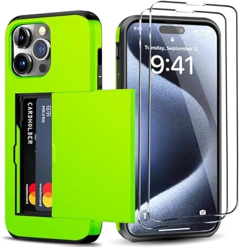 iPhone 15 Wallet Card Holder Screen Protector Heavy Duty Protective