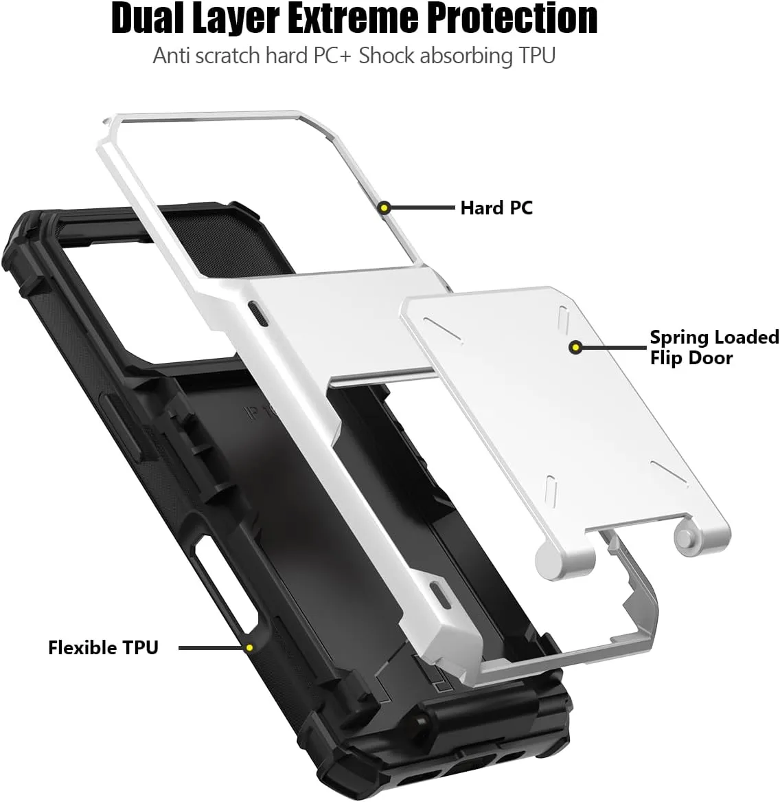 iPhone 16 Pro Case Card Holder Dual Layer Heavy Duty Protective Shockproof Hidden Card Slot Slim