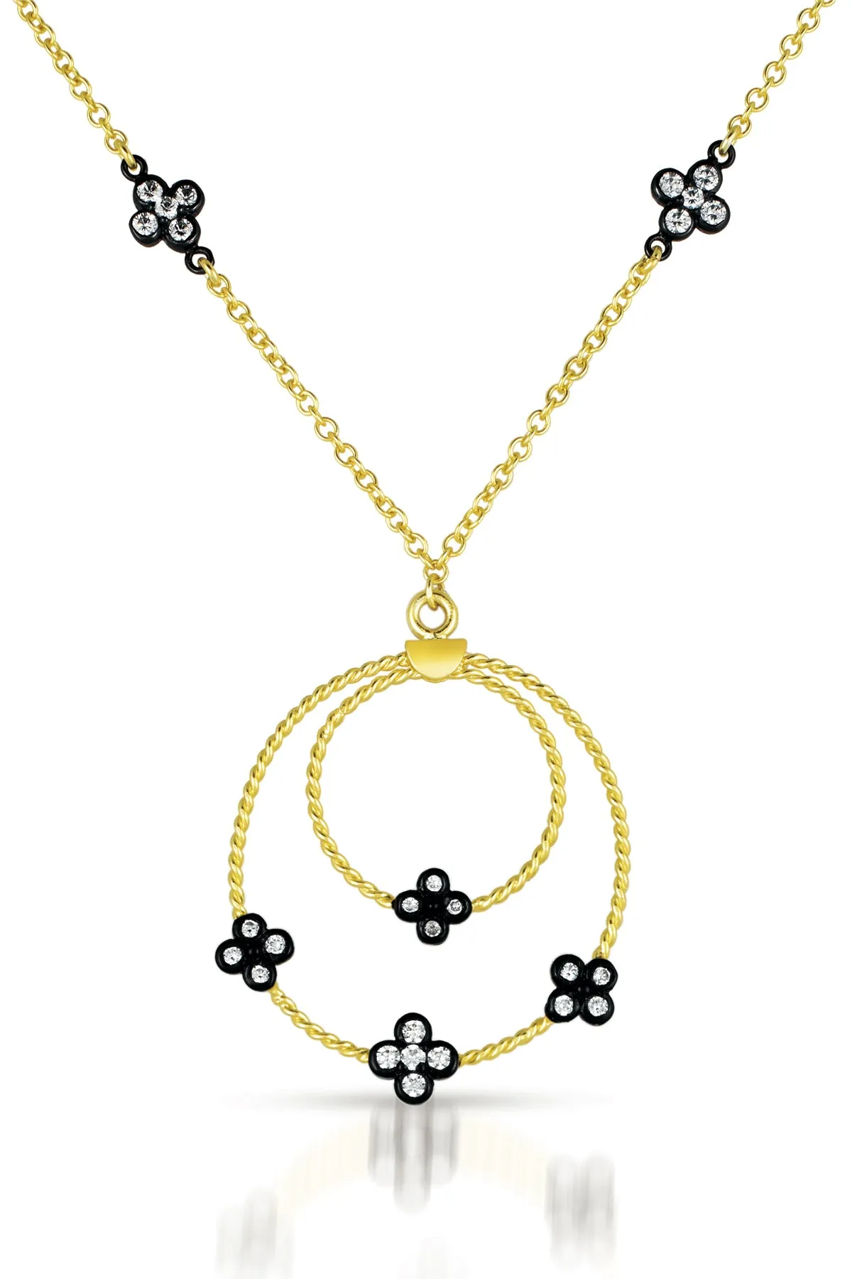 Isabelle Black And Gold Round Drop Necklace