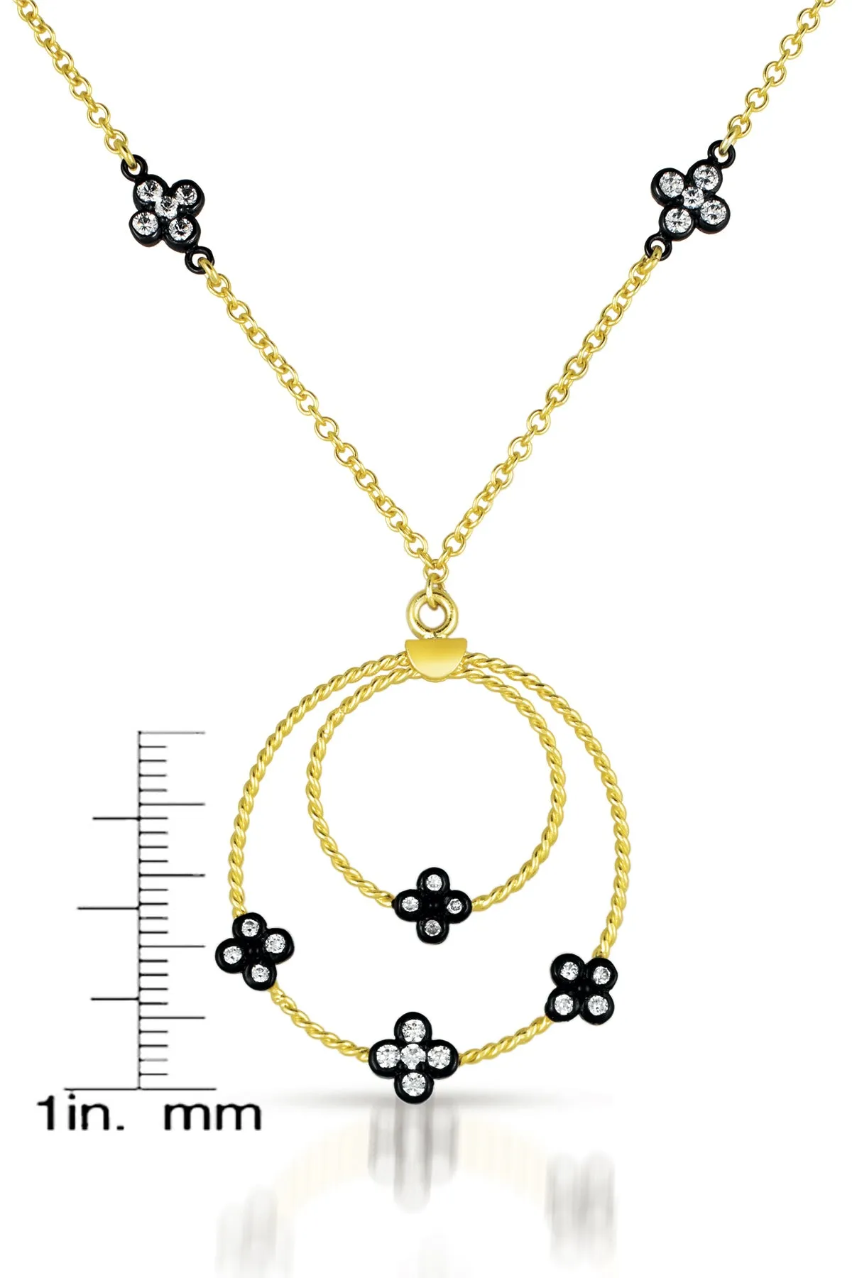 Isabelle Black And Gold Round Drop Necklace