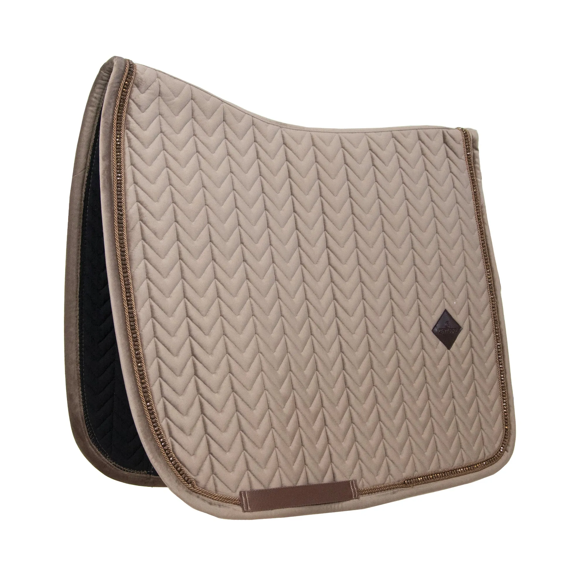 Kentucky Horsewear Saddle Pad Basic Velvet Pearls Dressage, Beige