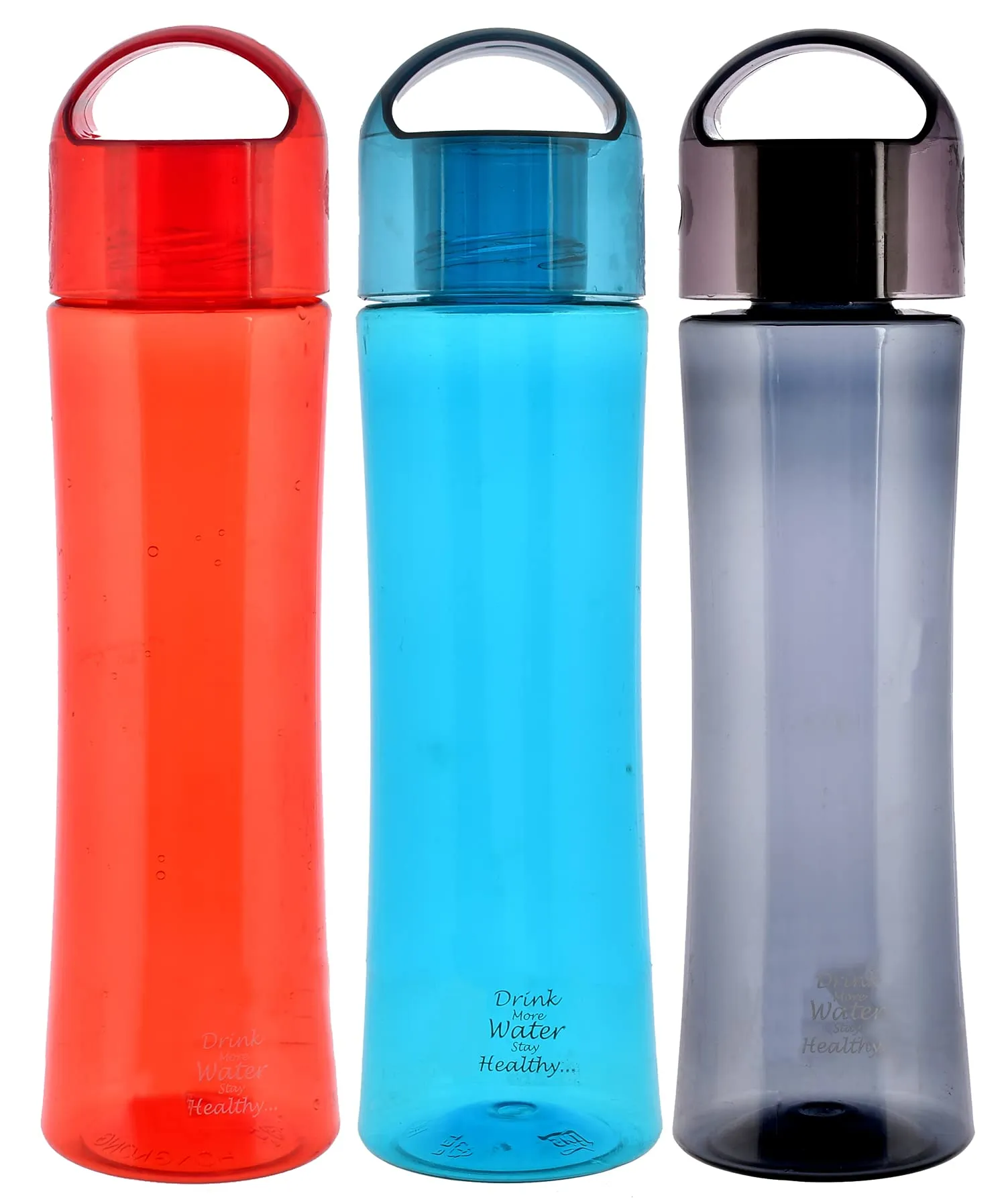 Kuber Industries Unbreakable BPA & Leak Free Plastic Water Bottle- 1 Litre, Pack of 3 (Red & Blue & Grey)