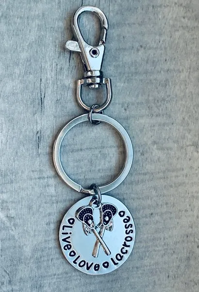 Lacrosse Zipper Pull Keychain - Live Love Lacrosse