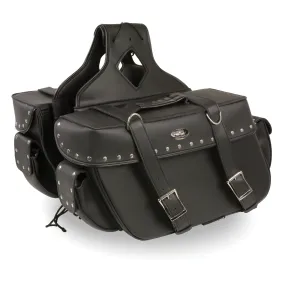 Large Zip-Off PVC Throw Over Riveted Saddle Bag (16X11X6X22)