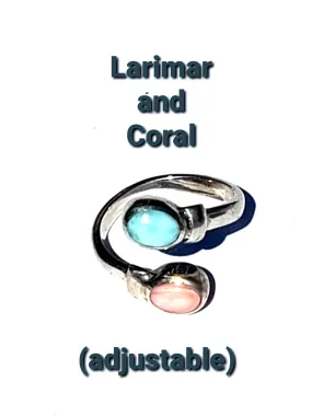 Larimar & Coral Ring