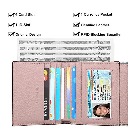 Lavemi RFID Blocking Small Compact Leather Wallets Credit Card Holder Case for Women(Envelope Light Blue)