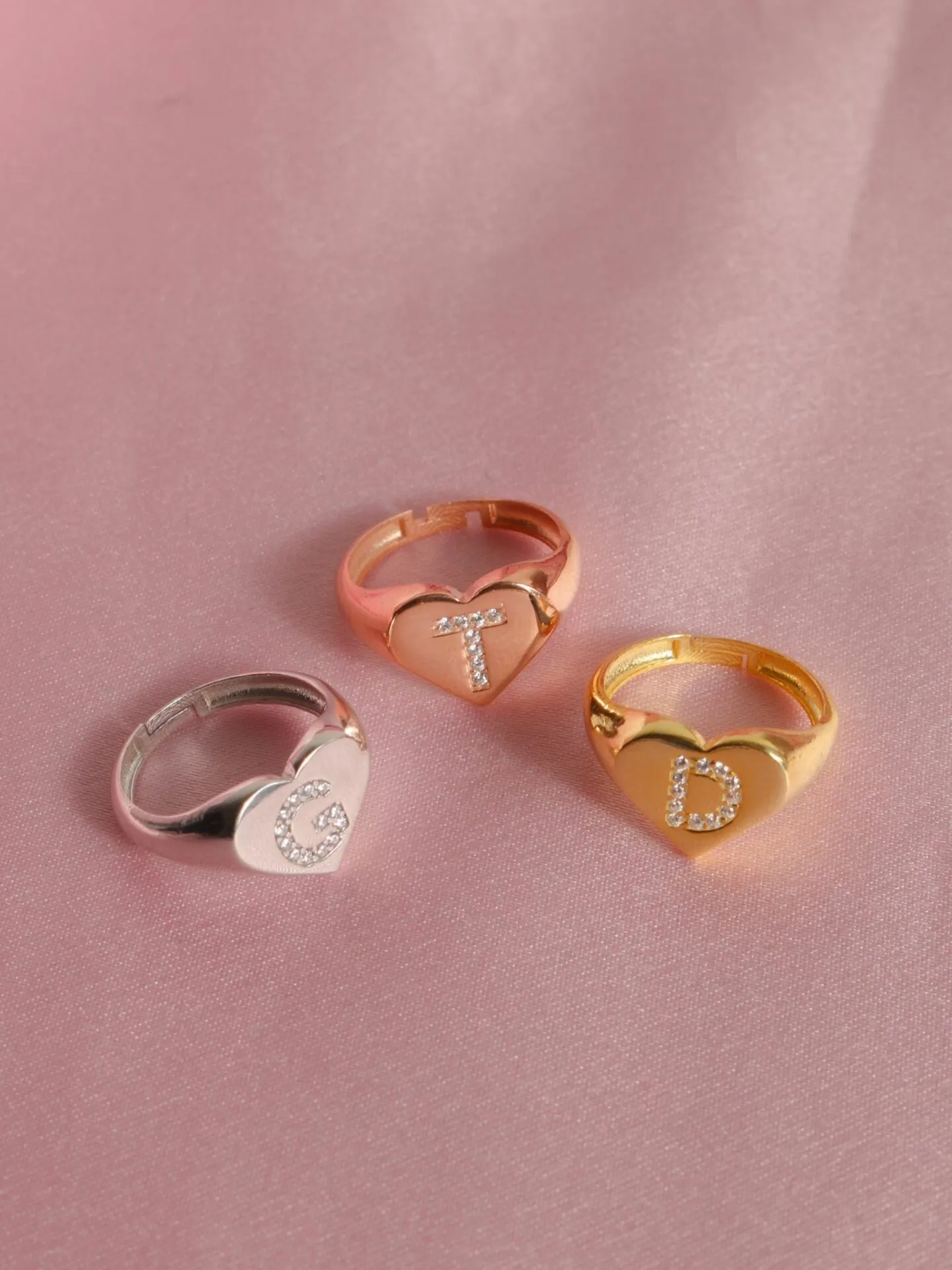 Letter Heart Ring, 925 Sterling Silver