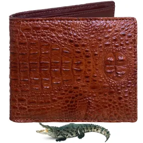 Light Brown Alligator Hornback Bifold Wallet RFID Blocking | VINAM-41