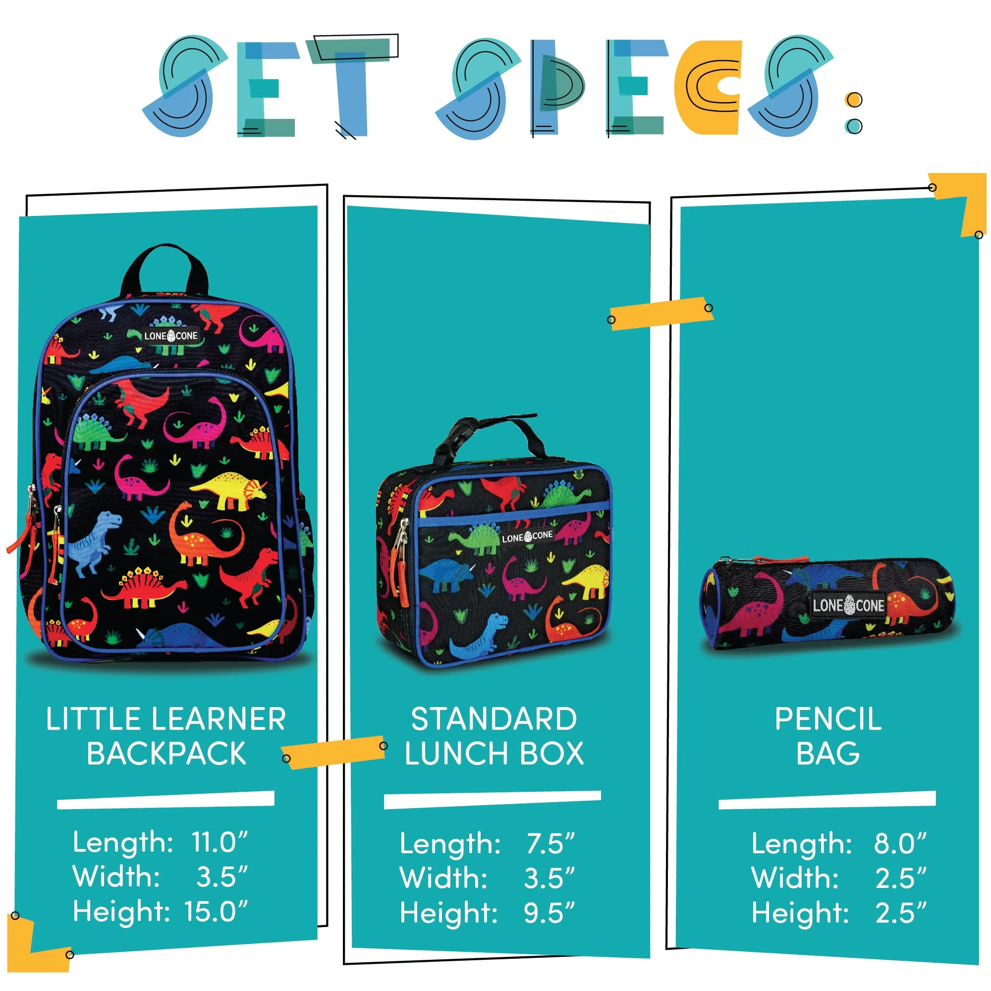 Little Learner 15" Backpack & Lunchbox Set- Fossil Friends