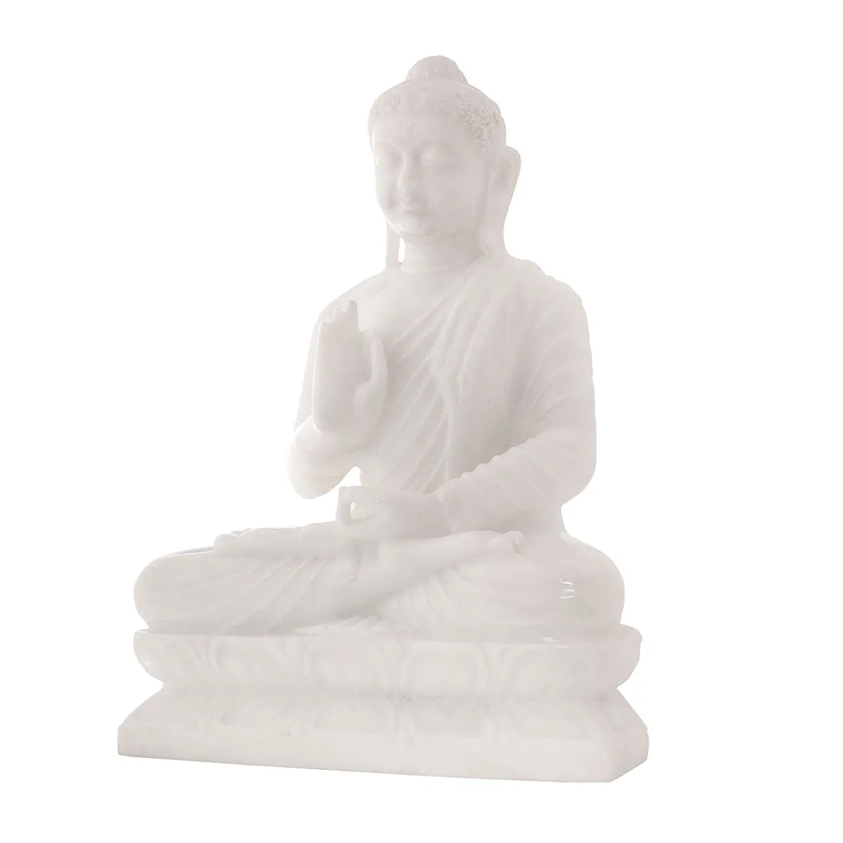 Lord Buddha Sitting Asana Made of Makrana Marble- 13 x 10 x 19 Inch, 25 Kg