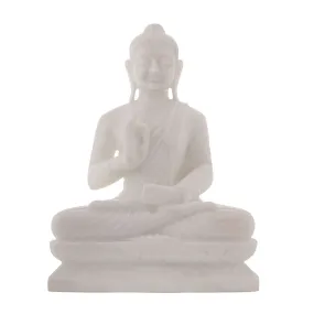 Lord Buddha Sitting Asana Made of Makrana Marble- 13 x 10 x 19 Inch, 25 Kg