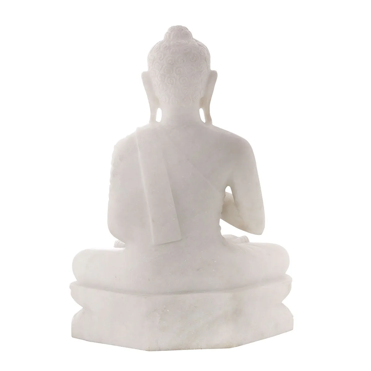 Lord Buddha Sitting Asana Made of Makrana Marble- 13 x 10 x 19 Inch, 25 Kg