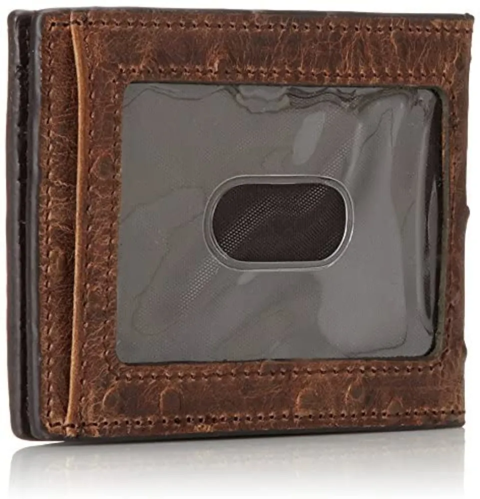 M&F Nocona Belt Co. Double Bifold Money Clip Ostrich, Brown