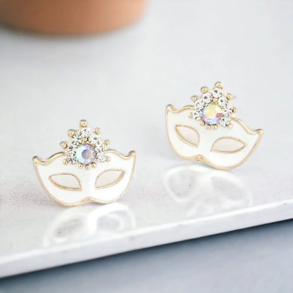 MasqueradeMask Earrings - Stud Earrings, Masquerade Earrings, Masquerade Jewelry, Handmade Earrings