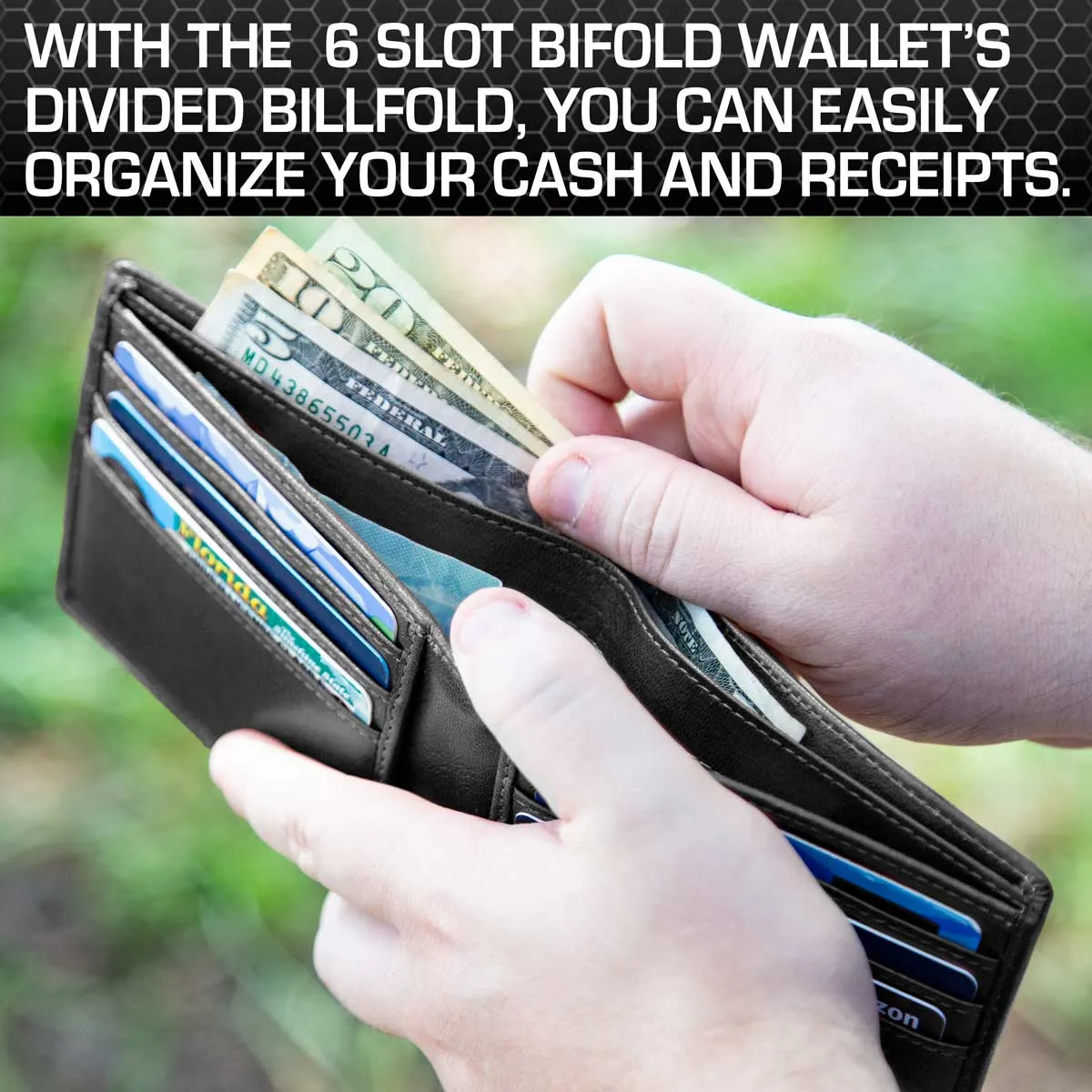 Mens RFID Wallet -  6 Slot Thin Bifold Wallet