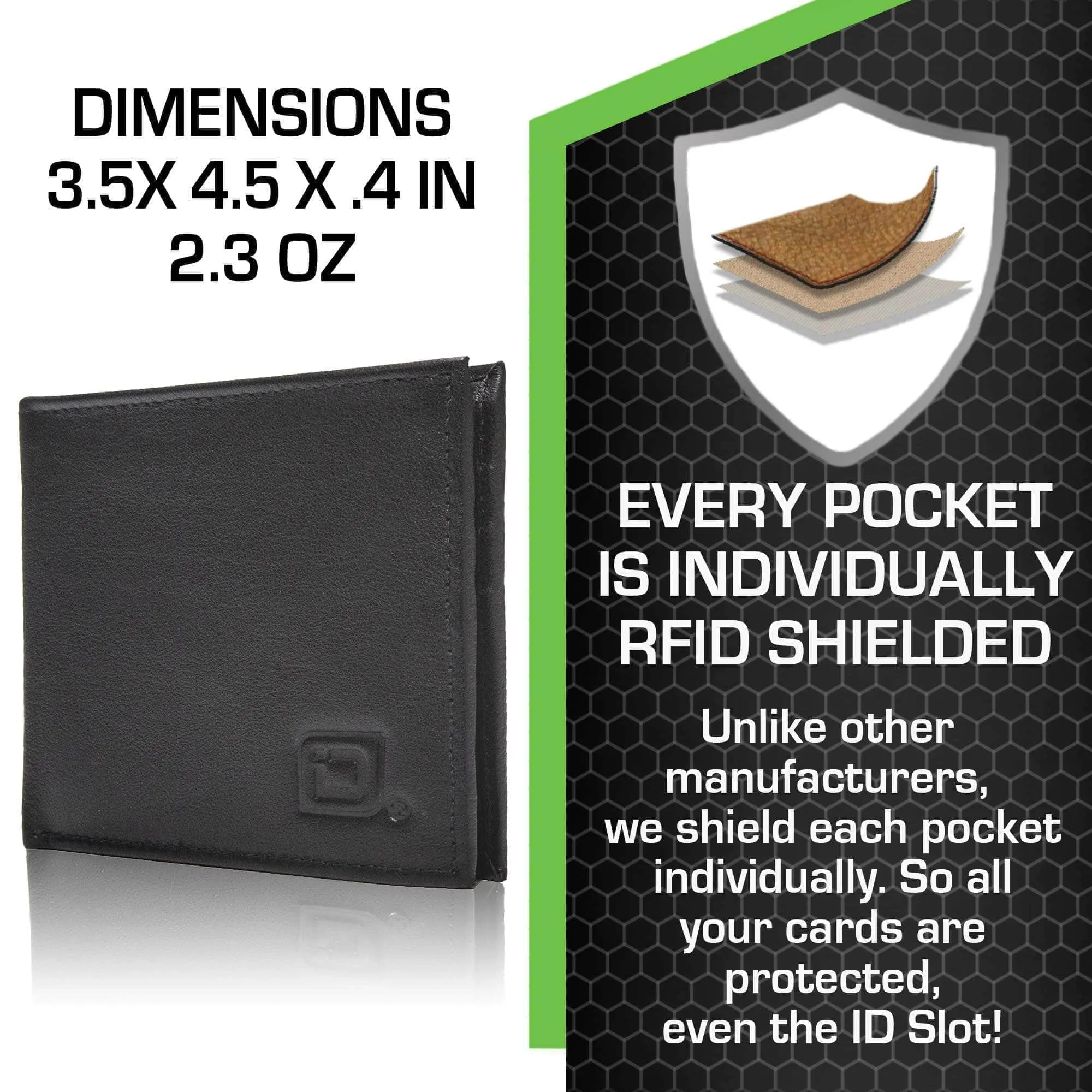 Mens RFID Wallet -  6 Slot Thin Bifold Wallet