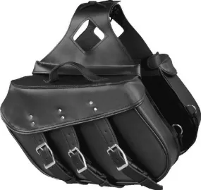 Milwaukee Leather SH55103ZB Zip Off Black Plain PVC Three Strap Motorcycle Saddlebags