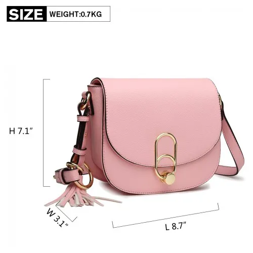 Miss Lulu Cross Body Saddle Bag - Pink | High Quality PU Leather | Elegant & Durable