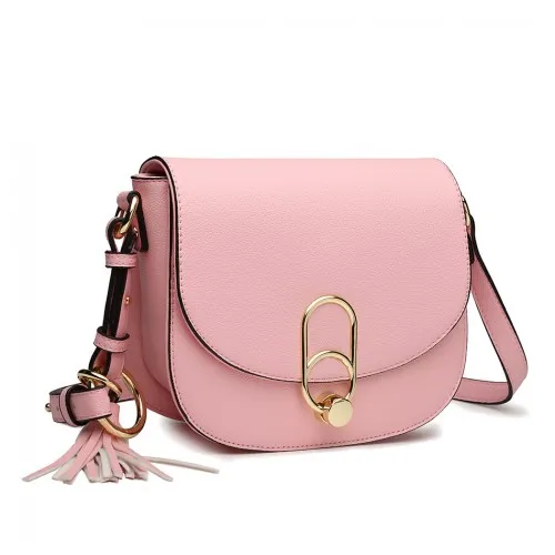 Miss Lulu Cross Body Saddle Bag - Pink | High Quality PU Leather | Elegant & Durable