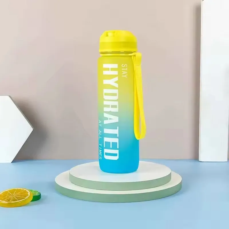 Motivational Water Bottle with Time Marker BPA 5602  Free-Yellow