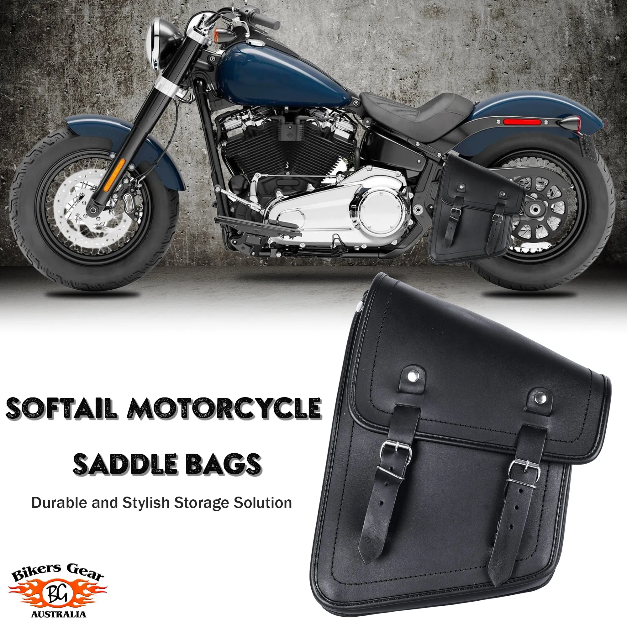 MOTORCYCLE HARLEY STYLE SOFTAIL SINGLE SADDLE BAG