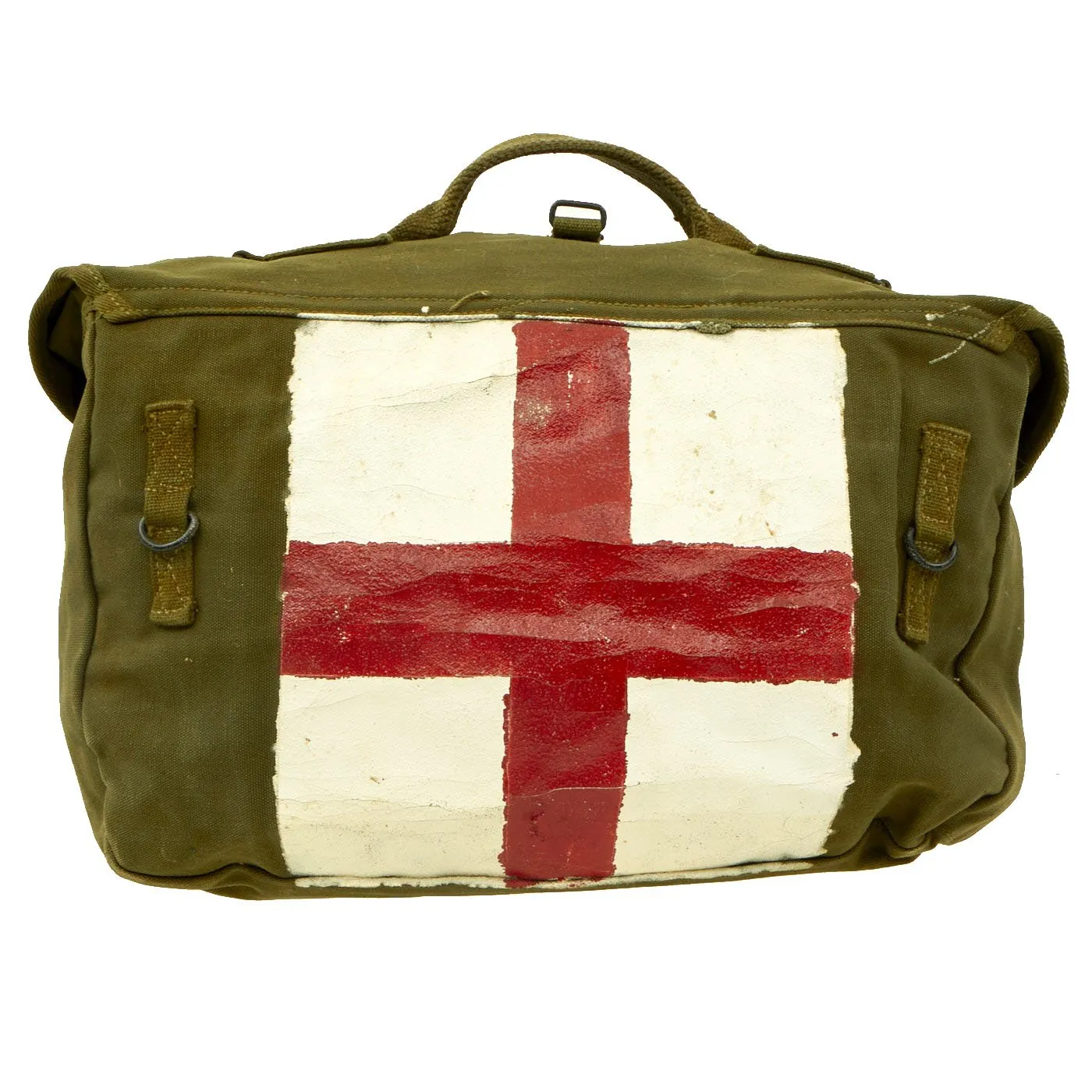 Original U.S. WWII Medic Red Cross M-1945 Cargo Field Pack Lower Bag by Inland Manufacturing Dated 1945