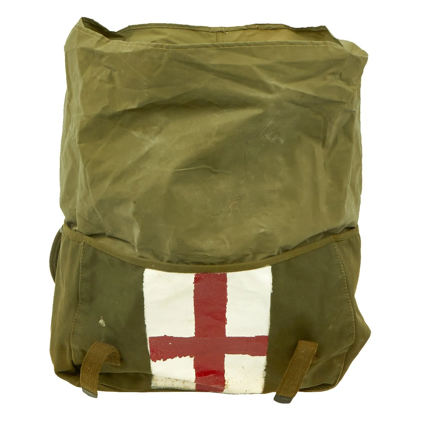 Original U.S. WWII Medic Red Cross M-1945 Cargo Field Pack Lower Bag by Inland Manufacturing Dated 1945