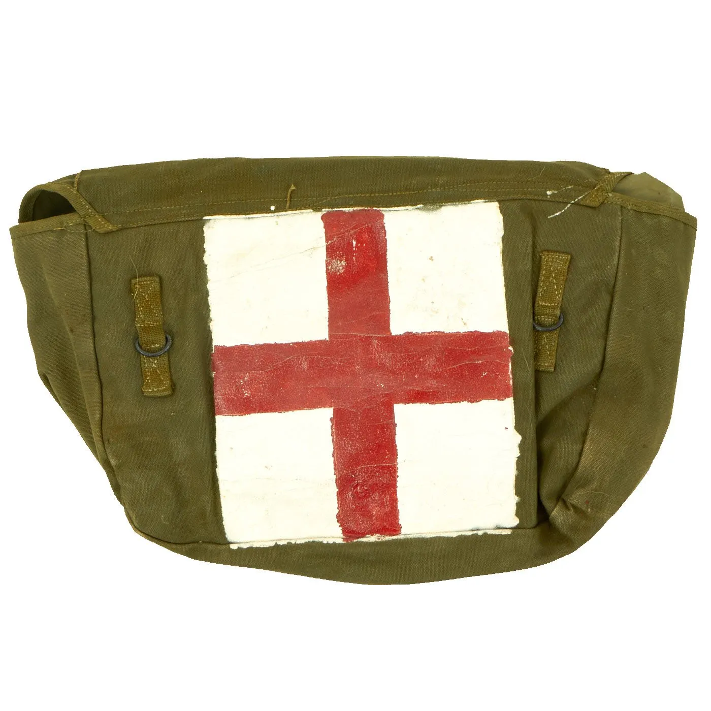 Original U.S. WWII Medic Red Cross M-1945 Cargo Field Pack Lower Bag by Inland Manufacturing Dated 1945