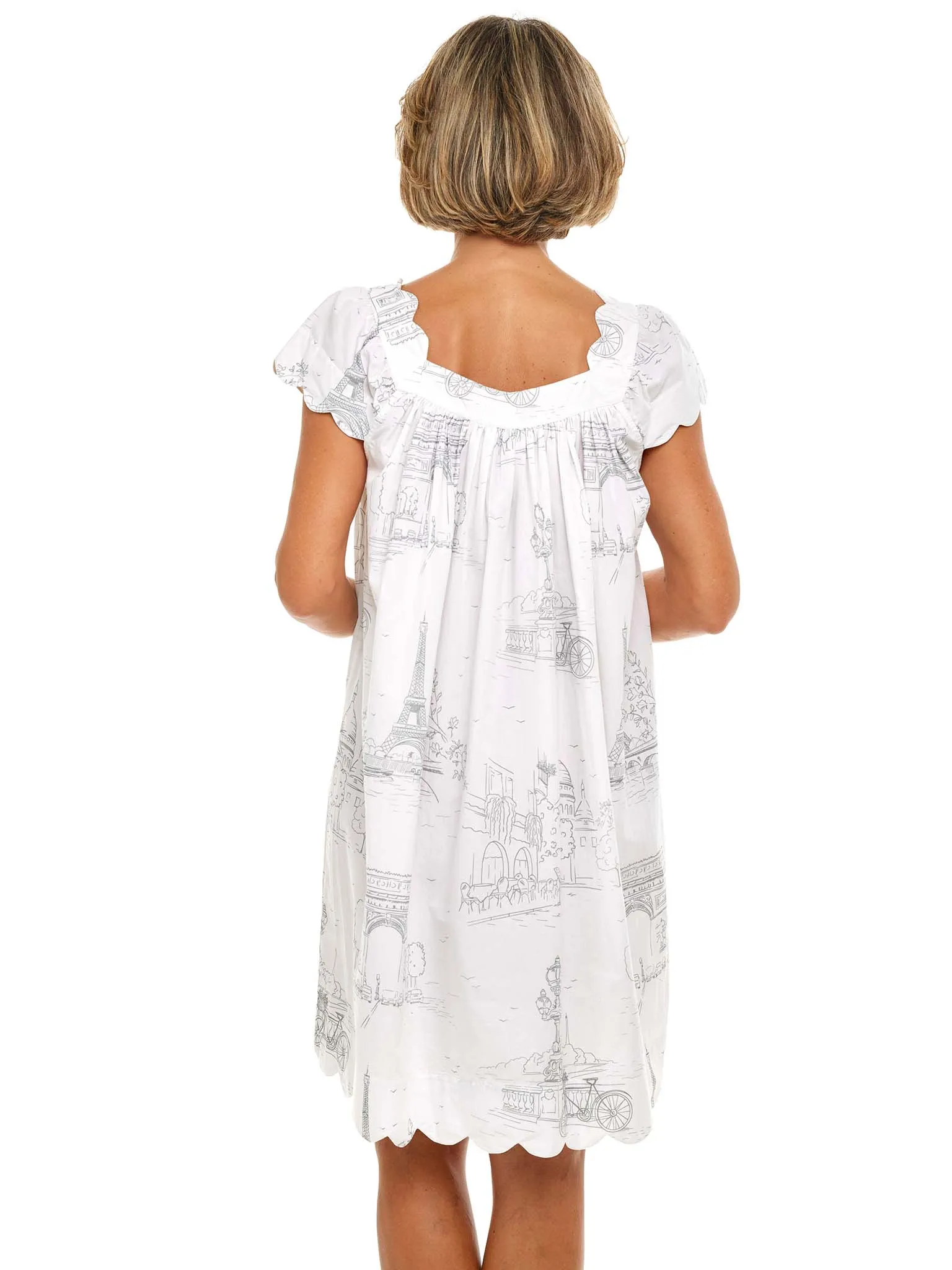 Paris Print Cap Sleeve Short Nightgown