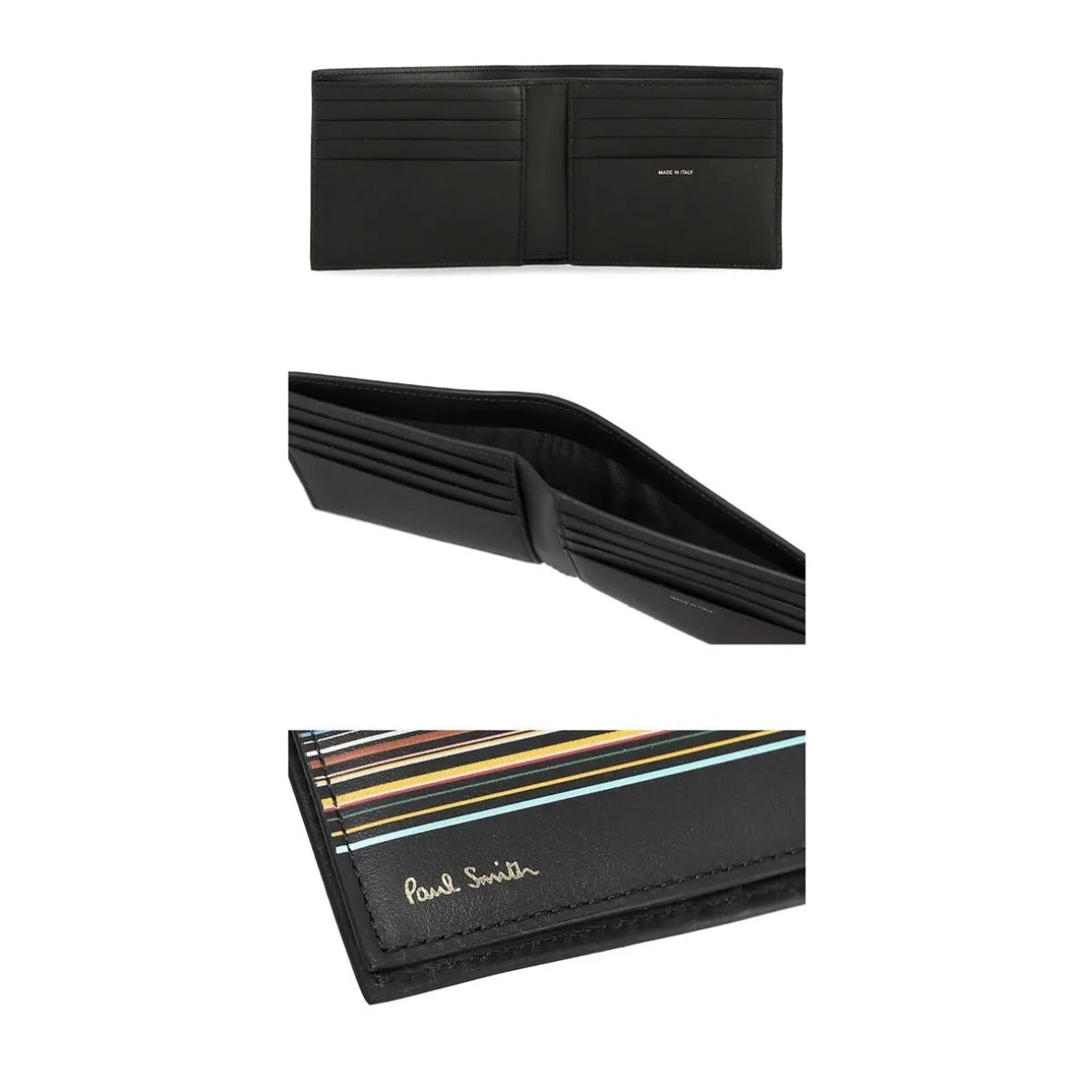 Paul Smith - Men's Leather Signature Stripe Interior Billfold And Coin Wallet Black