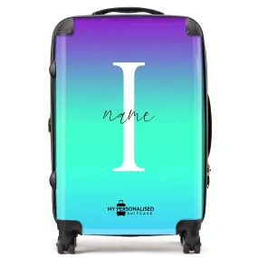 Personalised Blue, Green and Purple Ombre Gradient Suitcase