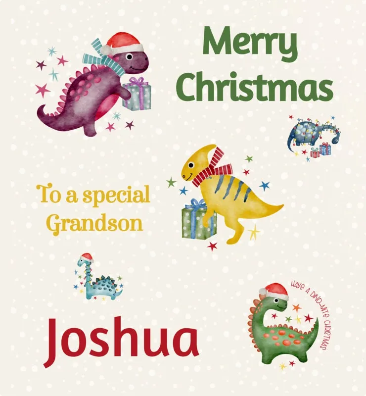 Personalised Christmas Gift Bag Dinosaur, Grandson Christmas, Granddaughter Christmas, Gift Bag Son, Daughter Secret Santa