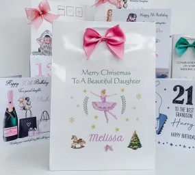 Personalised Christmas Gift Bag, Fairy ,Personalised Sugar Plum Fairy  Christmas, Festive Gift Wrapping Bags, Family Christmas Gift Bag's