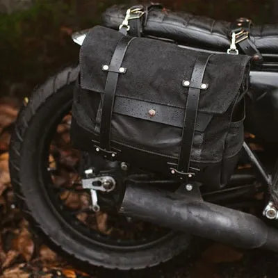 Personalized Motorcycle Bag Waxed Canvas Leather Saddle Bag