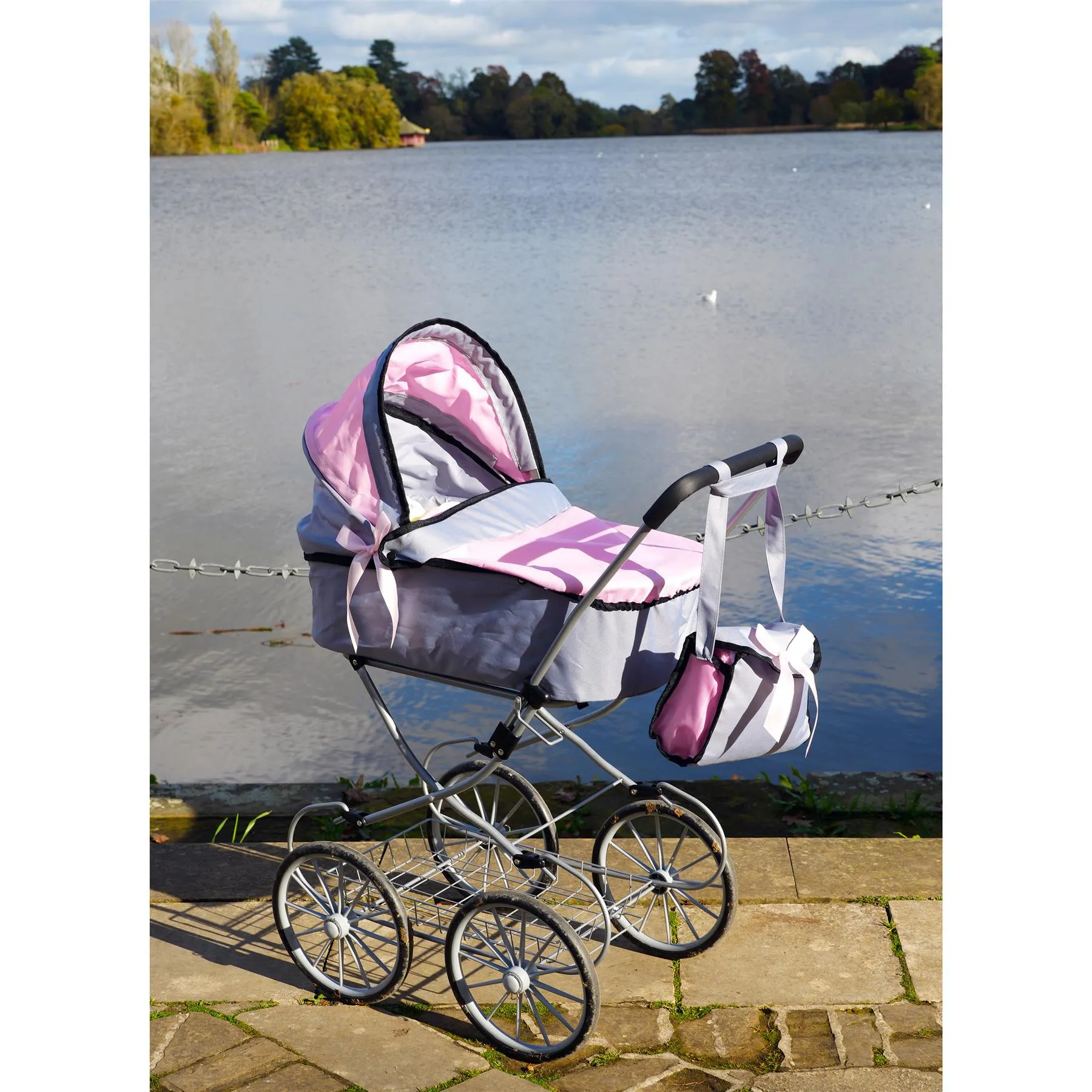 Pink and Grey Vintage Cambridge Doll Pram