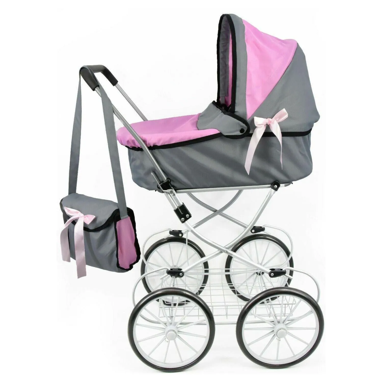 Pink and Grey Vintage Cambridge Doll Pram