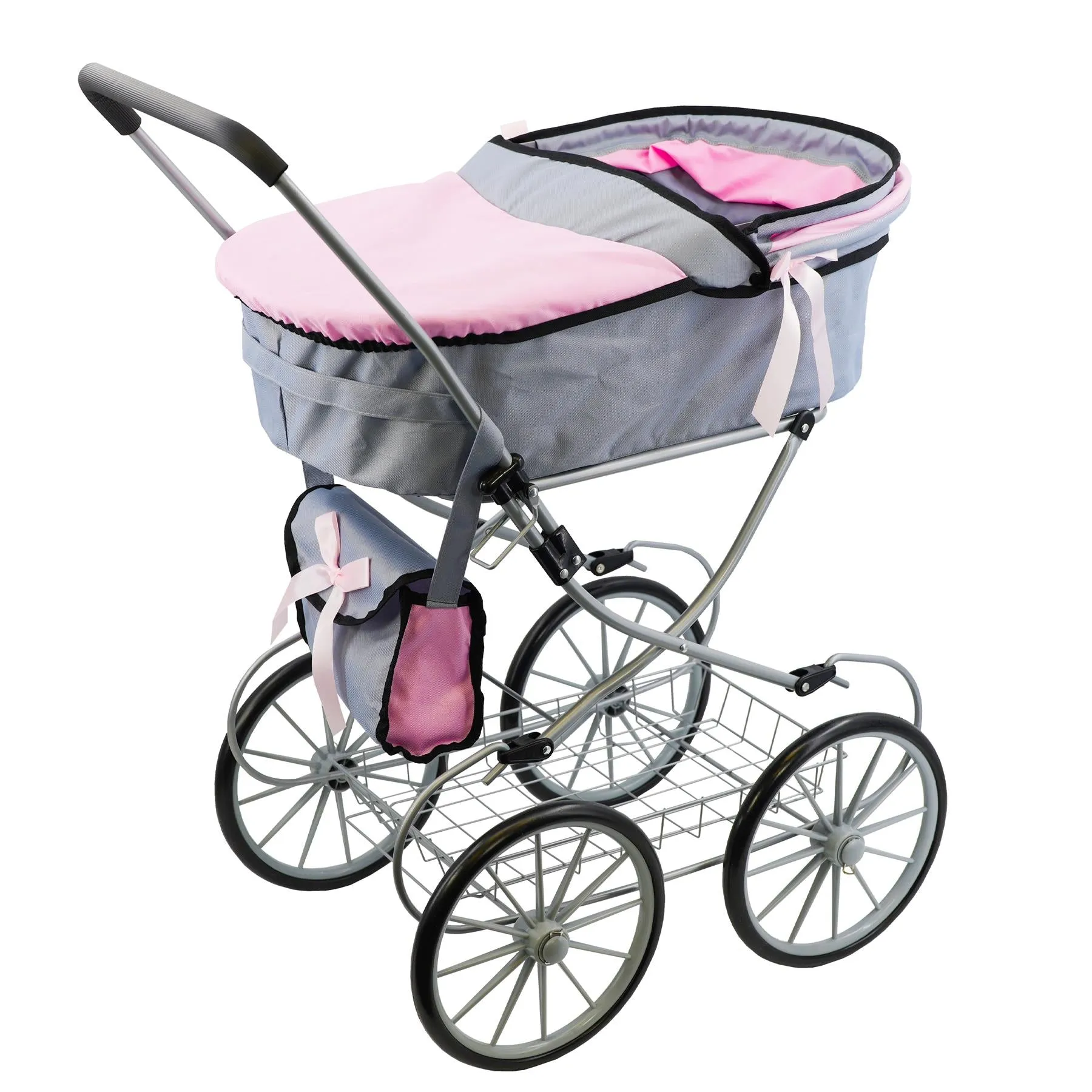 Pink and Grey Vintage Cambridge Doll Pram