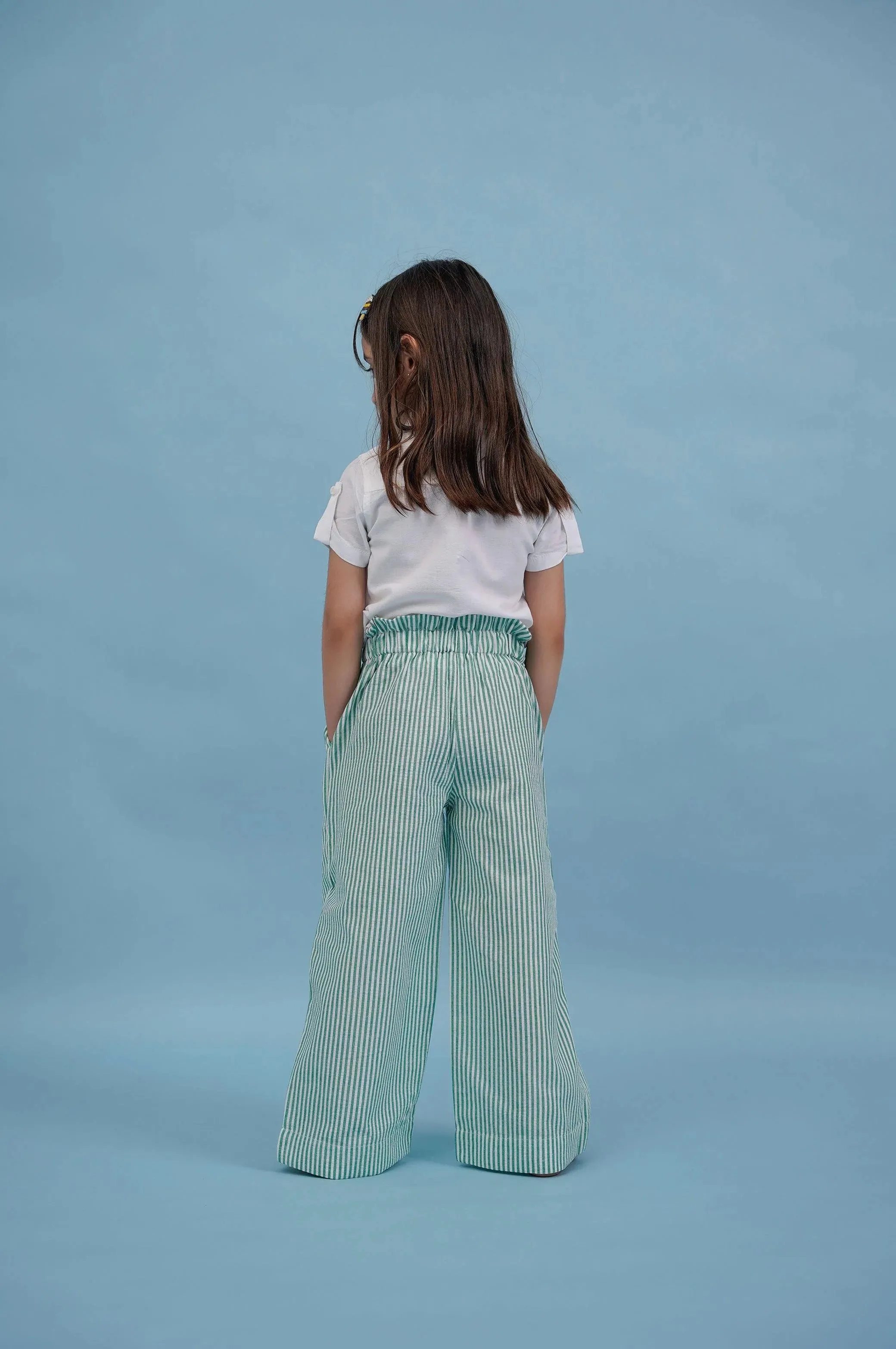 PINSTRIPE PAPER BAG PANTS