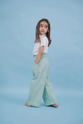 PINSTRIPE PAPER BAG PANTS